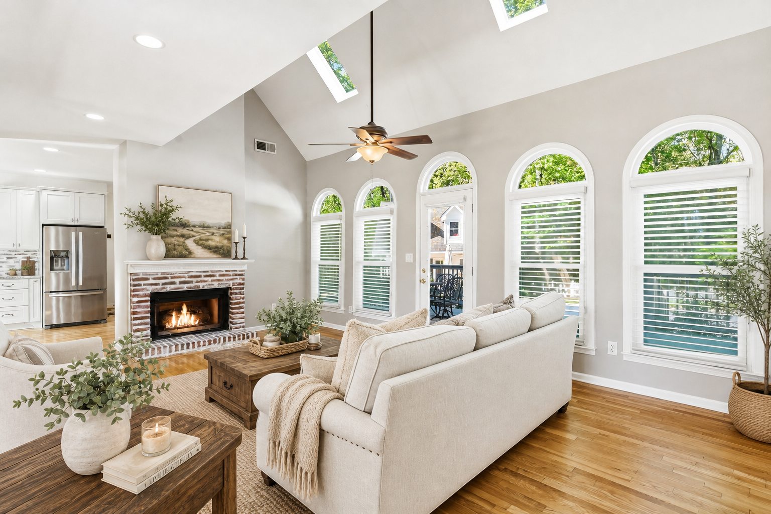 Farmhouse-staged living room concept
